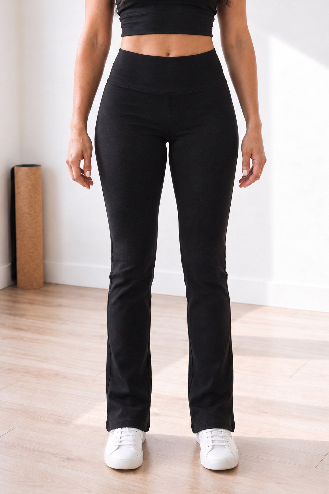 Front view of the Mini Flare Pants 32" in the Fall Set, straight leg with a micro flare at the hem