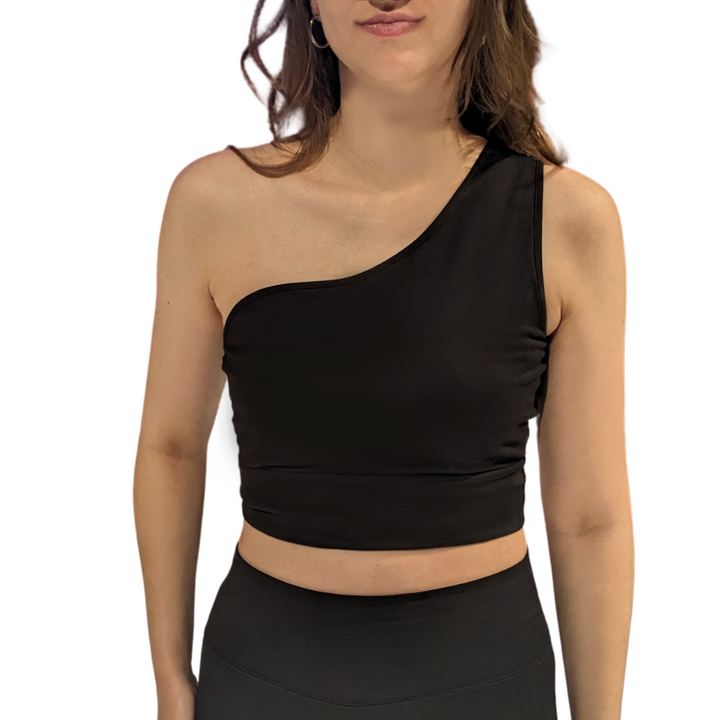 Black Asymmetrical Top Bra Crop 2"