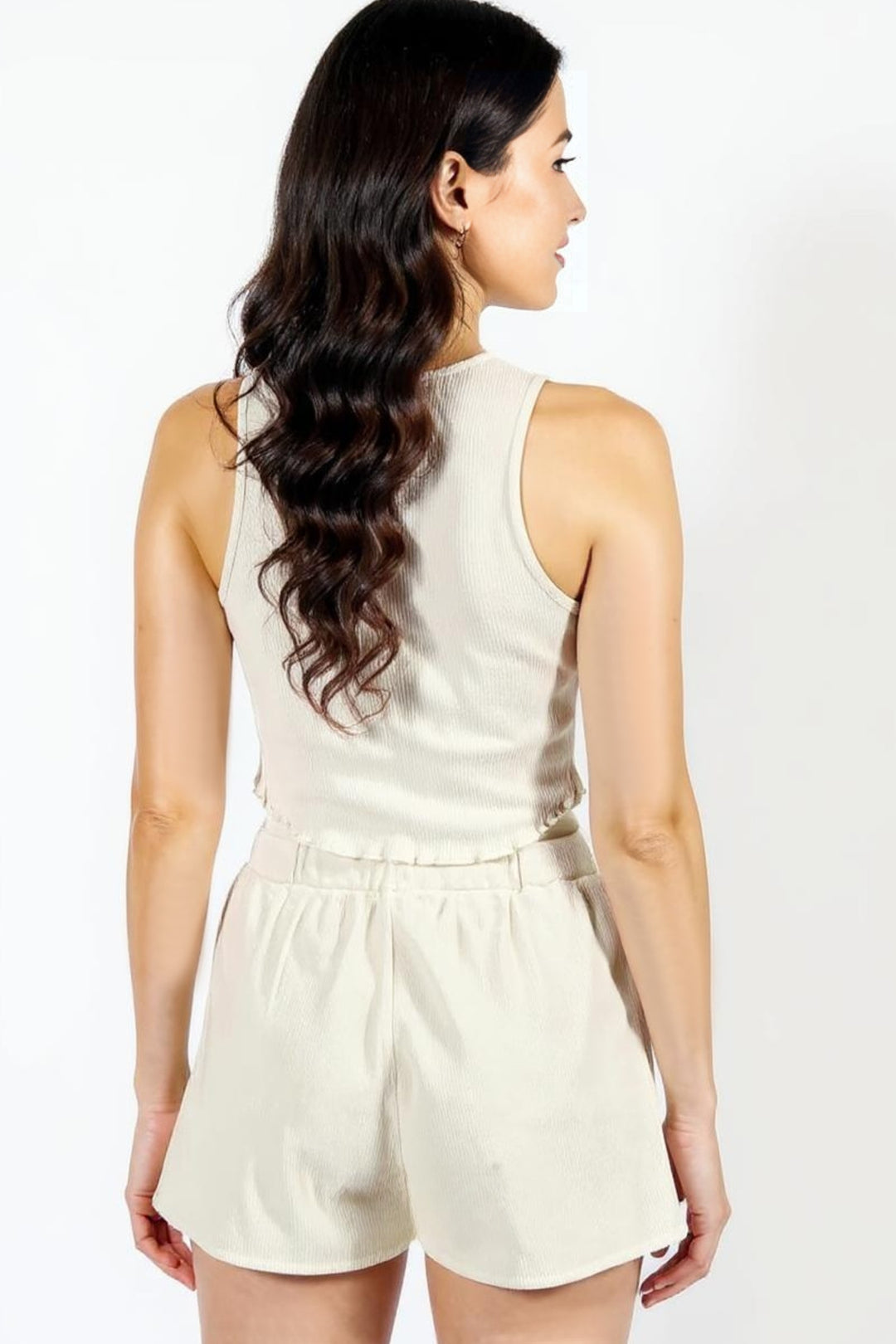 Pyjama-Set aus Oberteil und Shorts aus Waffelstrick