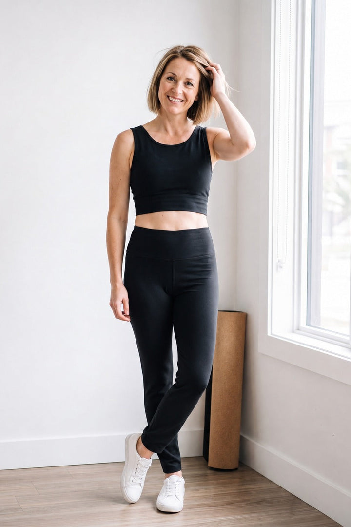 Black organic cotton leggings 27" from the Jacarandá Fall Set