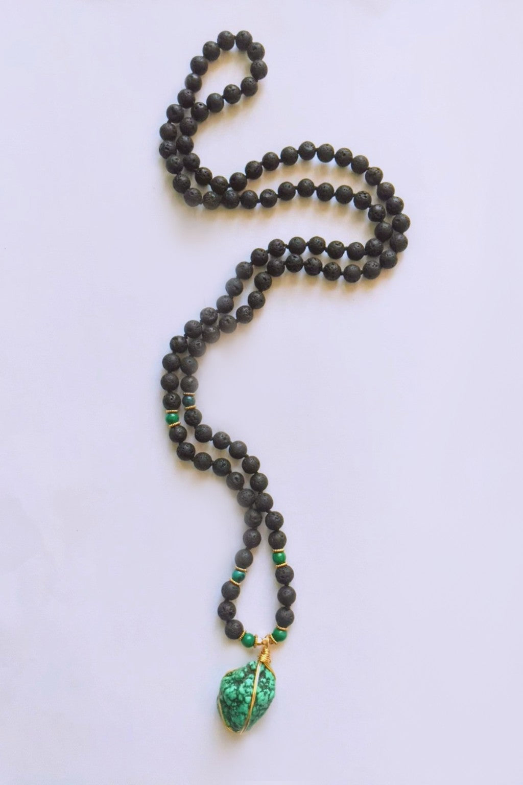 Turquoise Stone, Lava rock - Protection Mala Necklace